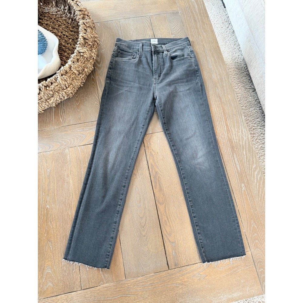 Edwin Jeans Women Bree Washed Blackโ 27 Straight Leg High Rise Raw Hem EW2003QRZ